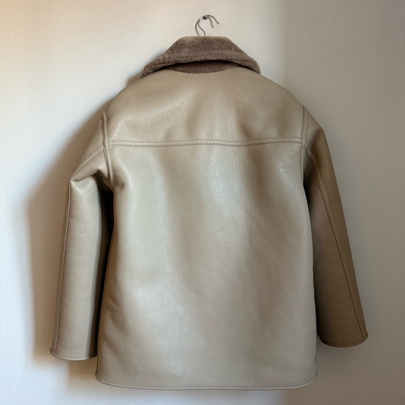 NWT Zara Reversible Double-Faced Coat Women's Taupe Gray Teddy Jacket Size S - Picture 9 of 15